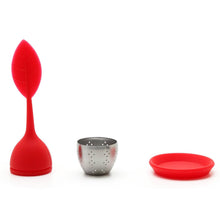 Load image into Gallery viewer, Red Silicone Tea Infuser Leaf Handle with Steel Ball