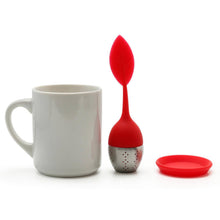 Load image into Gallery viewer, Red Silicone Tea Infuser Leaf Handle with Steel Ball