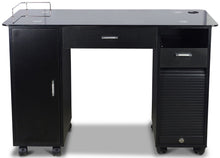 Load image into Gallery viewer, Icarus "Superb" Black Manicure Table With Glass Top