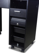 Load image into Gallery viewer, Icarus "Superb" Black Manicure Table With Glass Top