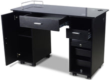 Load image into Gallery viewer, Icarus "Superb" Black Manicure Table With Glass Top