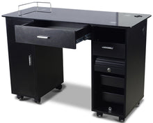 Load image into Gallery viewer, Icarus "Superb" Black Manicure Table With Glass Top