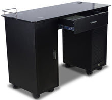 Load image into Gallery viewer, Icarus "Superb" Black Manicure Table With Glass Top