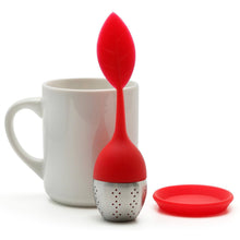 Load image into Gallery viewer, Red Silicone Tea Infuser Leaf Handle with Steel Ball
