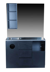 Icarus "Ashland" Black Barber Styling Salon Station With Mirror And Sink