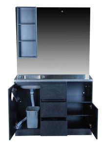 Icarus "Ashland" Black Barber Styling Salon Station With Mirror And Sink