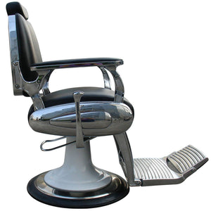 "Carter" Reclining Black Barber Chair With Heavy Duty Base And Chrome Frames