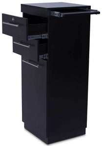 Icarus "Abbot" Black Beauty Salon Hair Styling Station Cabinet